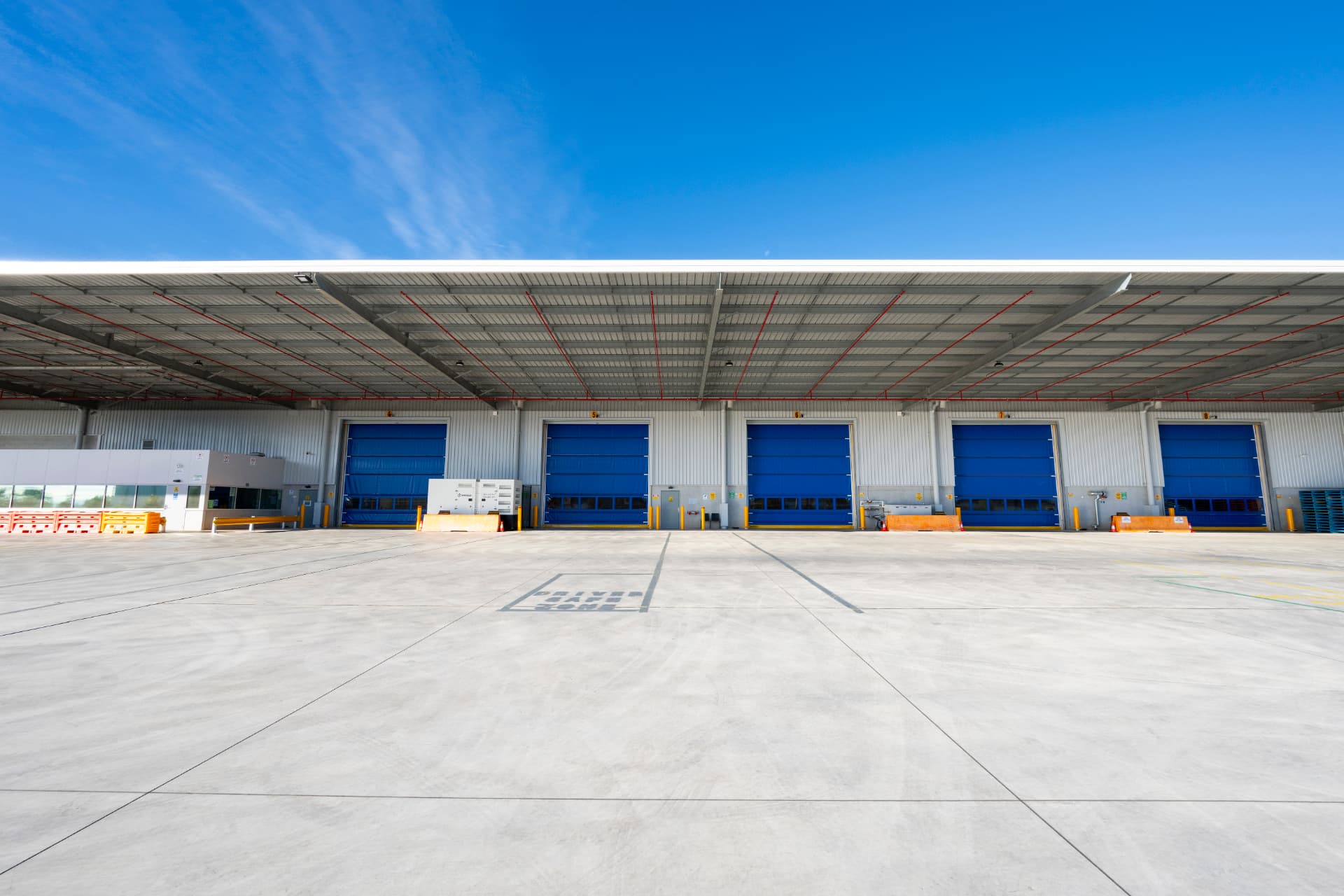 Recessed loading docks under the canopy at the TWL Kemps Creek facility in Sydney